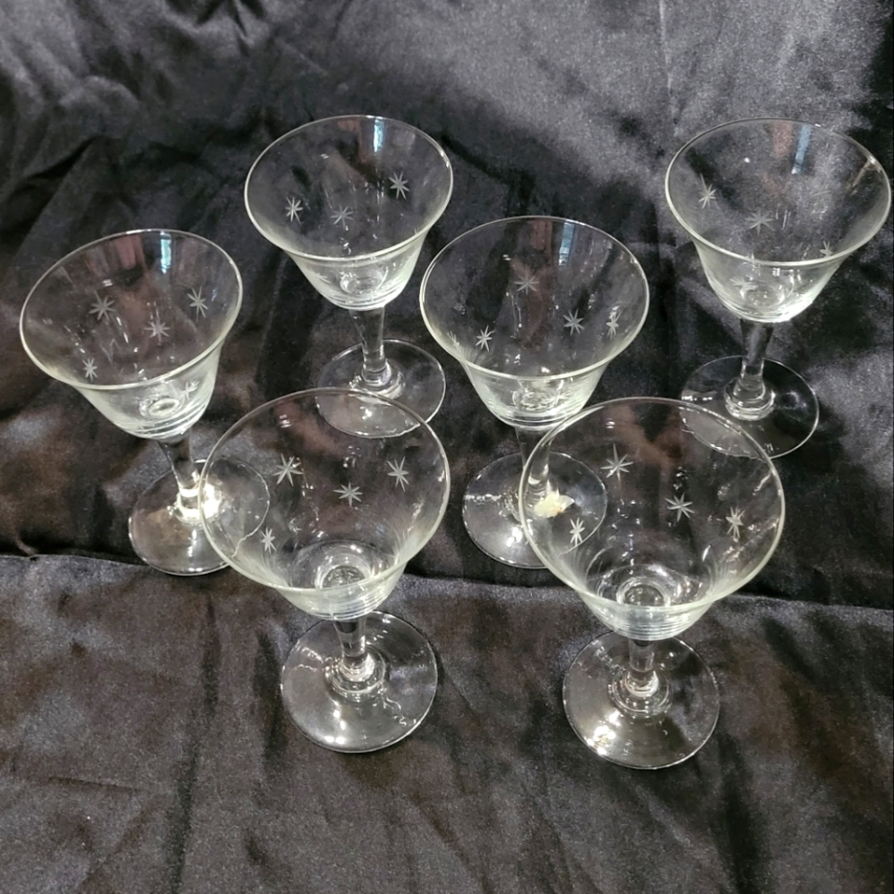 Vintage 50's MCM Glasses~Stardust~CG Quartex~Raido Brand~Fine Glass~Cordials